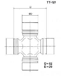 Крестовина (универсальный шарнир)  GUT  21   TOYO   TT-121/UJ-230(Matsuba)(с тавотницей)