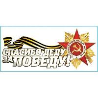 Наклейка 9 МАЯ вырезанная (140*310) «Спасибо деду за Победу! лента,звезда », SW S08102007 (уп 1 шт)