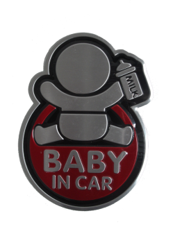 Наклейка дюралевая BABY in CAR овальная, красный