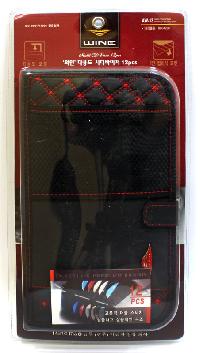 Органайзер на козырек для CD-дисков (12 шт) кожа черная, красная стежка, закрытый AUTOBAN 37864/AW13