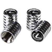 Колпачок для камеры металлический цилиндр рифленый, хром с эблемой Lexus  4 шт,  к-т  SKYWAY H-15 