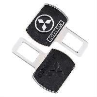 Заглушка ремня безопасности металлическая округлая, черная-хром MMC (2 шт) к-т  HX-98 Mitsubishi SW