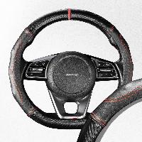 Оплетка экокожа/ ПВХ Drift-3 M (37-39 см) скошенный низ, Черно-Красная  S01102506  SKYWAY