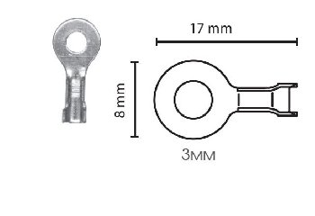 Клемма кольцевая массы латунь луженая D 3.3*17*0.5-1.5мм, шт  