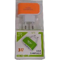 Адаптер 220V - 3 USB (3.1А), оранжевый 
