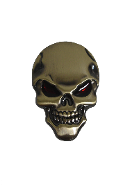 Шильдик металл Череп малый, бронза, красные глаза