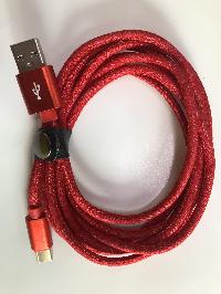 Кабель USB для зарядки Type-C, L 2 метра, красная ткань