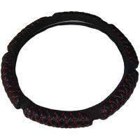 Оплетка экокожа объемные складки / вышивка/ перфокожа  M (37-39 см) Черная / Красная  (31660)