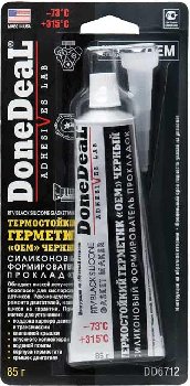Герметик прокладка термостойкий силиконовый черный,  85 g. DONE DEAL  DD6712  (уп.12 шт.) 