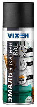 Краска-спрей эмаль Черный матовый (RAL 9005) , 520мл  VX10905 VIXEN (уп.12шт)