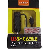 Адаптер прикуривателя + USB кабель/ разъем Android , черный карбон  LDNio DL-C25