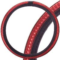 Оплетка экокожа с плетеной вставкой Luxury-1, L (39-41 см ) Черная /красная  SKYWAY S01102374