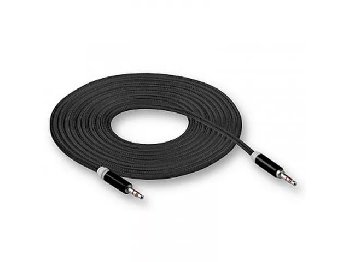 Кабель AUX (mini jack 3.5 mm) стальной штекер, тканевая оплетка, 3м, черный, (коробка), WCA-520