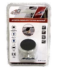 Держатель телефона магнитный, на панель, металл круглый, скотч, Хром, блистер  С1557A