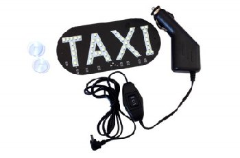 Знак-табло TAXI на стекло овал, 12/24V, выключатель, присоски, зеленый свет, к-т 