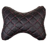 Подушка подголовник Косточка экокожа, Черная, строчка Красная SKYWAY S08001007 (1/15) 