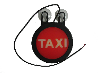 Знак TAXI D10 см диодный, керамика, на присосках, красный / белая надпись, шт