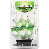 Зарядка телефона универсальная 12/24V 10 разъемов/ 2USB (1A и 2.1А)  белая CARLINE® 