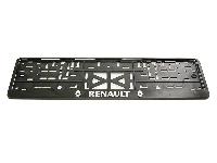 Рамка номера пластик с защелкой, черная, рельеф, RENAULT серебро (уп.30 шт.)