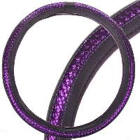 Оплетка экокожа с плетеной вставкой Luxury-1, L (39-41 см ) Черная /синяя  SKYWAY S01102377