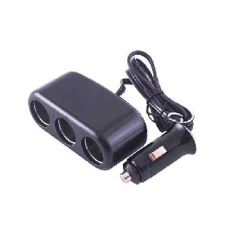 Адаптер прикуривателя 3 гнезда, 12V, крепление штекера на проводе, Черный SKYWAY S02301012