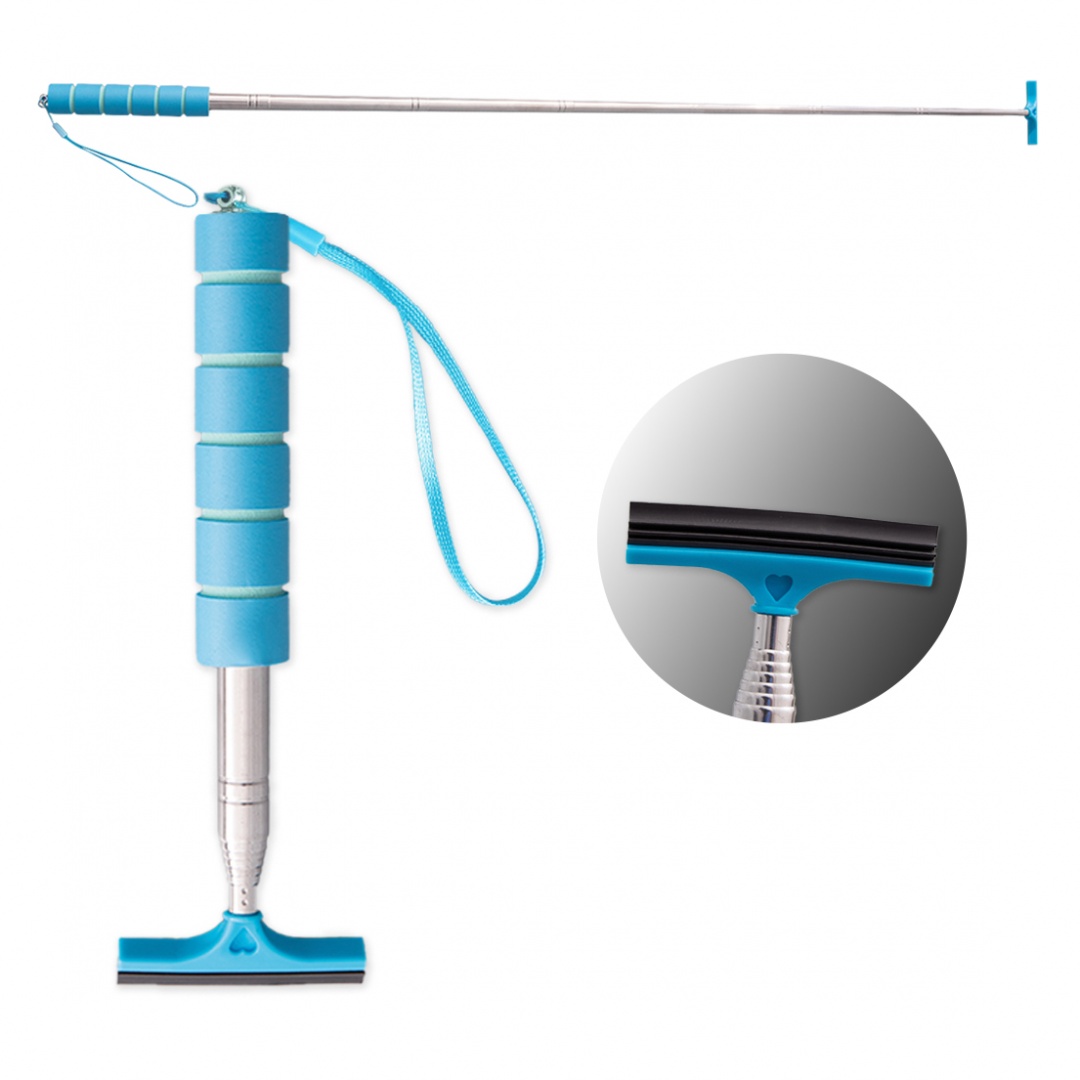 Водосгон силиконовый, лезвие- 6,5см, телескопическая ручка 21,5-97,5 см, синий (LS286/1)