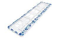 Рамка номера пластик с защелкой, белая, принт ГЖЕЛЬ синий (уп.50 шт.)