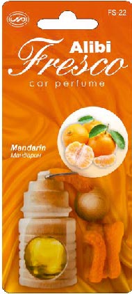 Ароматизатор подвесной жидкий флакон стекло/дерево Alibi Fresco Мандарин FS-22 (1/12)