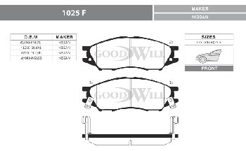 PF-2435 Колодки тормозные дисковые 1025 F Goodwill  N.AD Van/ Wingroad Y11 99-04 FR