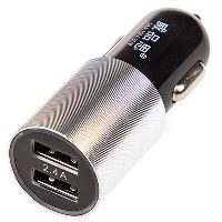 Адаптер прикуривателя 2 USB* 2.4A, Черный/ серебро,  S02-silvery SW