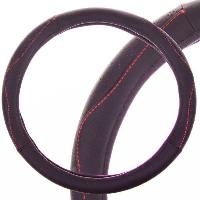 Оплетка экокожа с перфорированными вставками Art-1, М (37-39 см), черная / строчка  SKYWAY S01102340