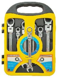 Ключи рожково-накидные с храповиком, подвижная головка ( 7 предметов), к-т  TM-348