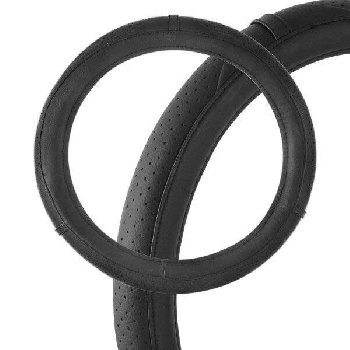 Оплетка экокожа с перфорированными вставками Art-6, M (37-39 см), черная SKYWAY S01102046