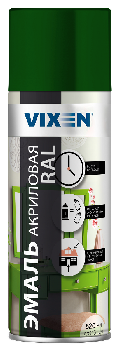 Краска-спрей эмаль Зеленый мох (RAL 6005) акриловая, 520мл  VX36005 VIXEN (уп.6шт)