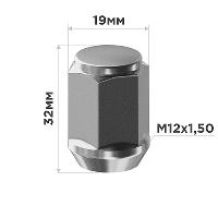 Гайка закрытая TOYOTA 12*1.5, H32мм, ключ 19мм, хром SKYWAY 022 (уп 20 шт), шт.