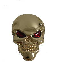 Шильдик металл Череп малый, золото, красные глаза