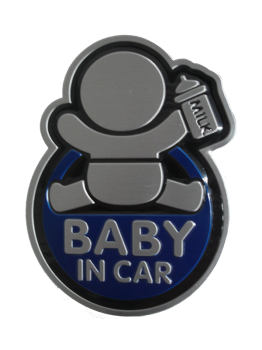 Наклейка дюралевая BABY in CAR овальная, синий