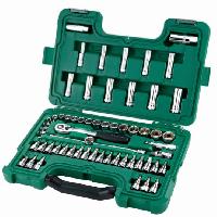 Инструмент 3/8" ( 60 предметов) головки 2-24 мм,биты,трещотка, кейс 09004 SATA  (1/3)