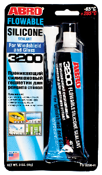 Герметик силиконовый прозрачный проникающий ремонтный (для стекла), 85 гр, FS-3200, ABRO  (уп 12 шт)