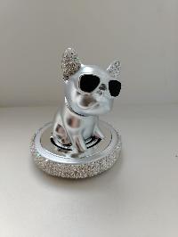 Ароматизатор на панель TM-862 Бульдог в очках, стразы, хром (Gardenia) 