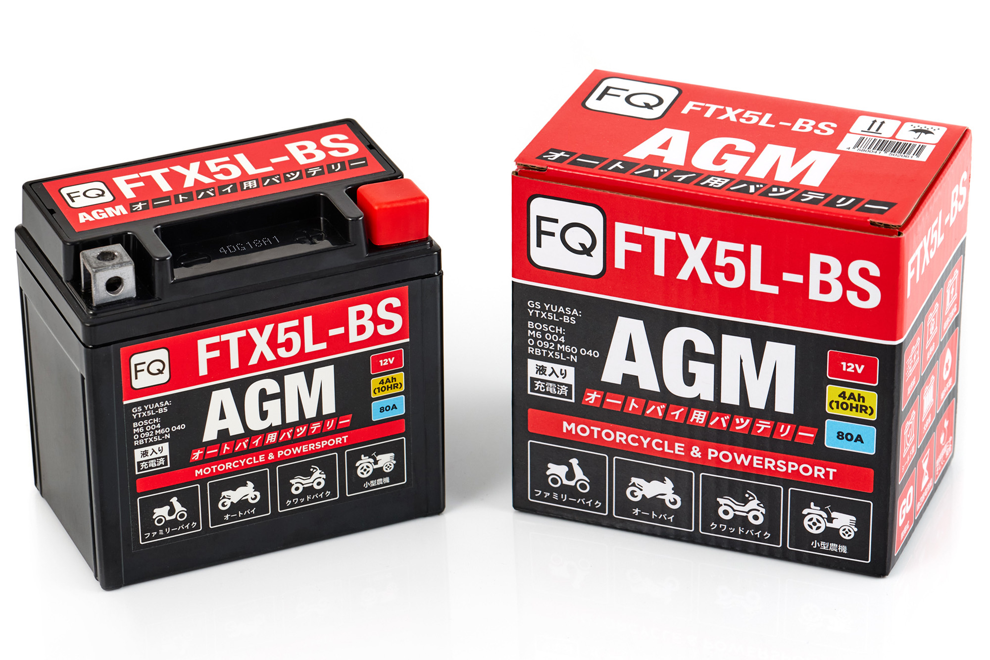 АКБ МОТО 12В,  4 А/ч   FTX5L  AGM   113*70*105 мм  (1/8) FQ
