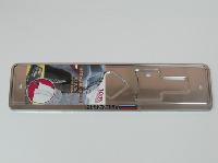 Рамка номера нержавеющая сталь с широким полем, рельеф, RUSSIA серебро