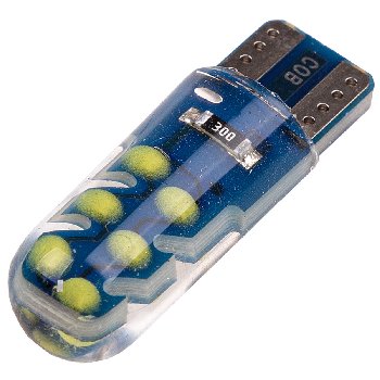 Светодиод T10 12V WHITE 12 COB диодов (силикон) SKYWAY S08201432, (к-т 2шт.)