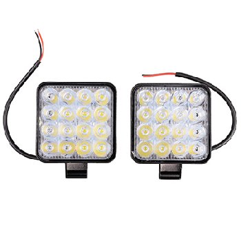 Фара светодиодная   85*85мм*50мм (16 диодов) 12V/24V 48W, Дальний свет, 2 шт, к-т   SKYWAY S07201094