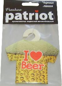 Ароматизатор подвесной текстиль Patriot майка Пиво Черная линия PAT-026 (10/40 ) 