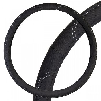 Оплетка экокожа Large-2 3XL (47-49 см) Черная с серой прострочкой SKYWAY