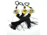 Подвеска салонная Кисточка, Икона капля объемная, с кристаллами, высота 6см, золото, шт. (54140)