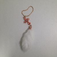 Подвеска салонная ХВОСТ (норка) Белая, Крест/стразы, розовое золото, шт.    556-WH