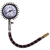 Манометр шин стрелочный, метал корпус, резиновая защита (7 атм), шланг  S07701005 Skyway (1/120)