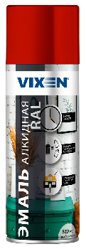 Краска-спрей эмаль Красная (RAL 3020), 520мл  VX13020 VIXEN (уп.12шт)